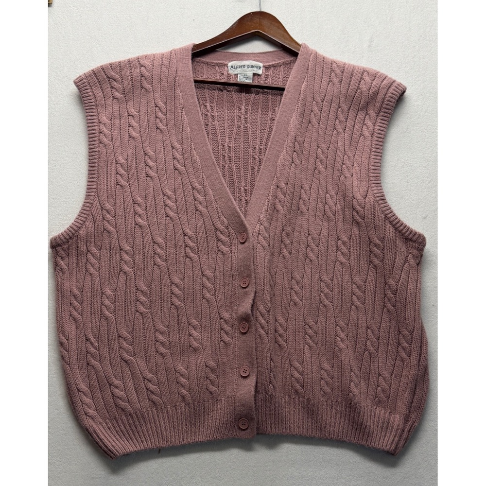Alfred Dunner Cable Knit Button Front Sweater Vest 3X Oversized Grandpa Knit